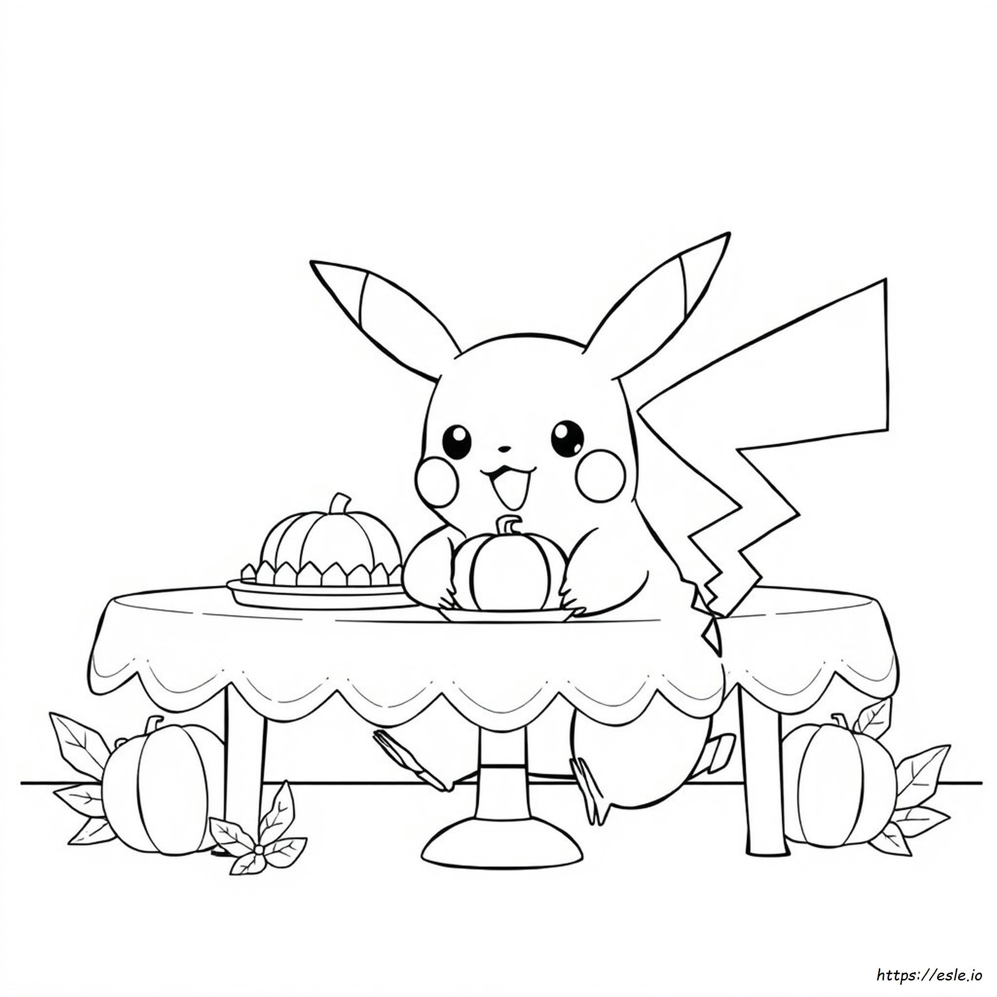 Pikachu Thanksgiving Coloring Page