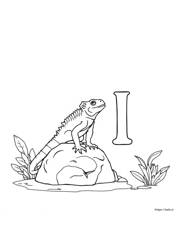 Letra I De Iguana Para Colorir
