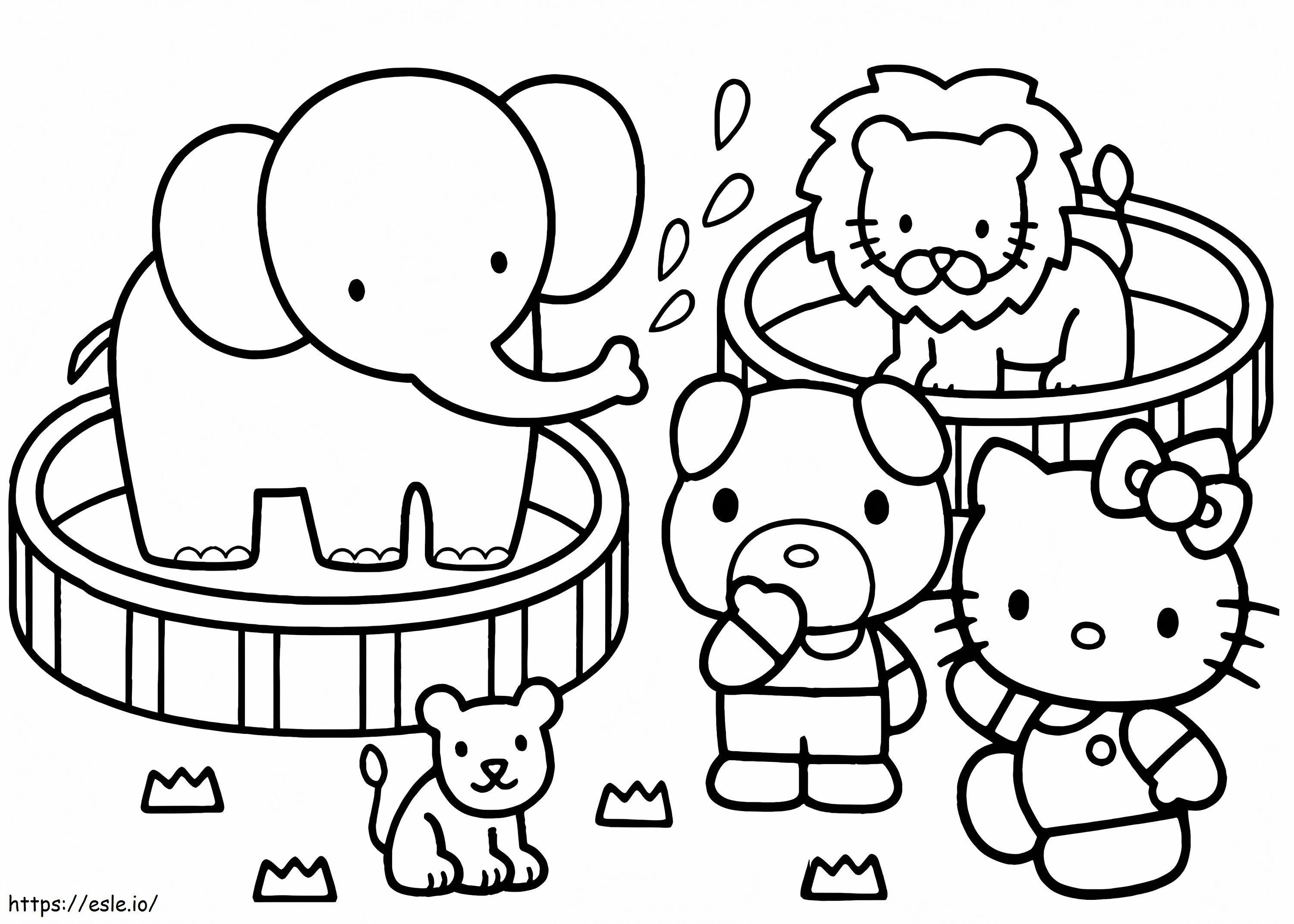 Coloriage Zoo Hello Kitty à imprimer dessin