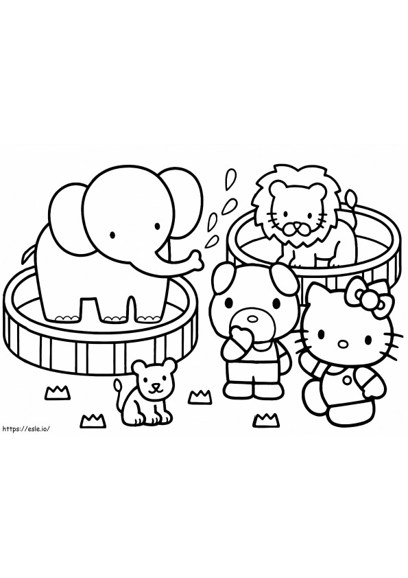 Hello Kitty Zoo coloring page