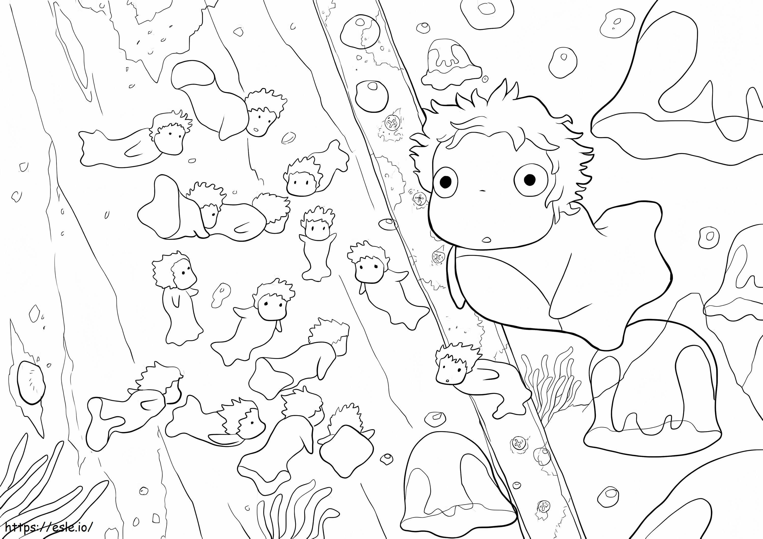 Little Ponyo coloring page