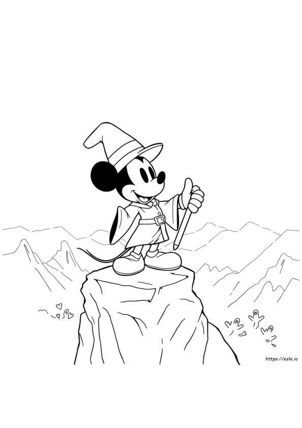 Mickey Hechicero Para Colorear