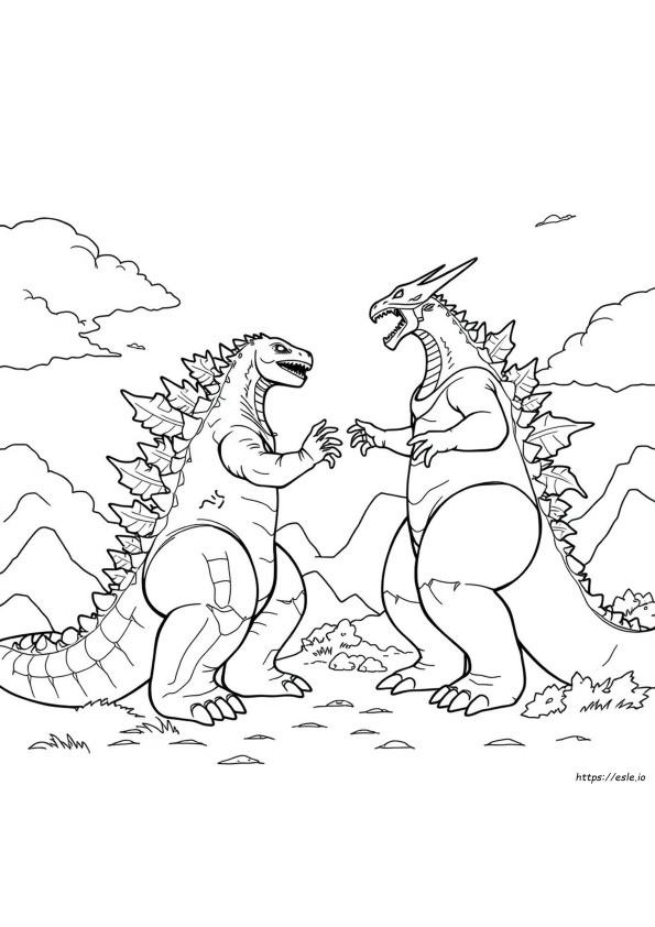 Printbare Kleurplaten Godzilla Tegen King Ghidorah Kleurplaten 2019
