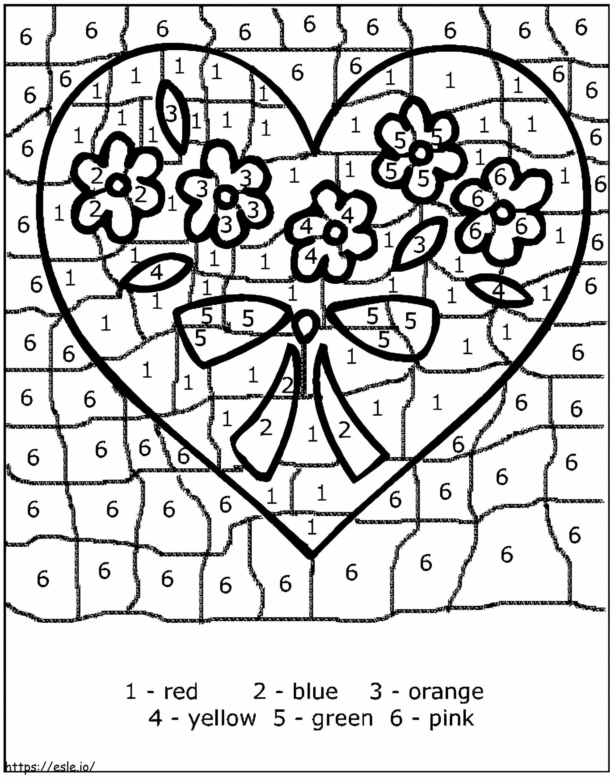 Coloriage Coeur pour la Saint-Valentin couleur par numéro à imprimer dessin