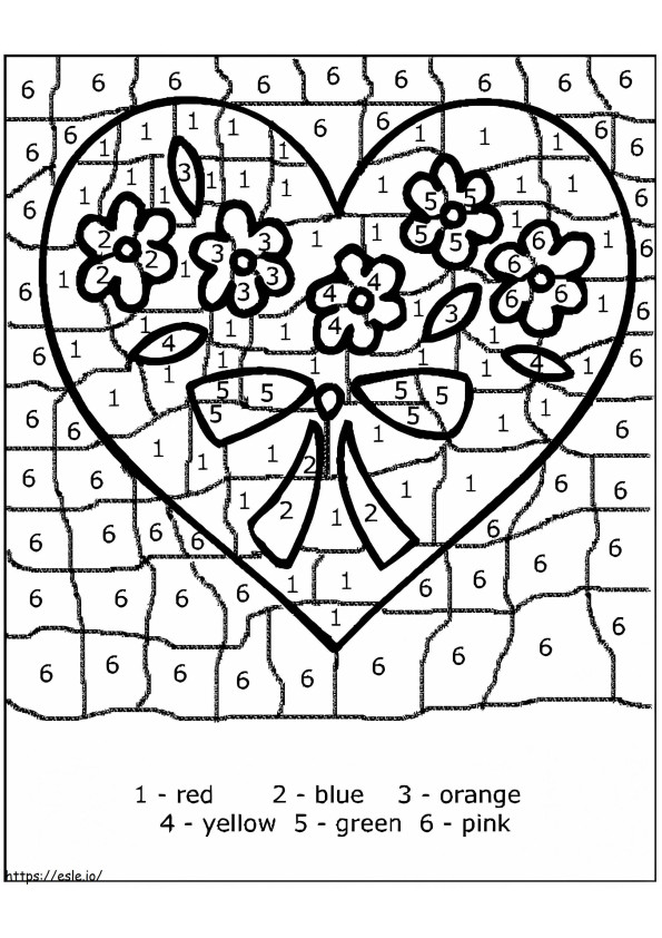 Heart For Valentine Color By Number coloring page