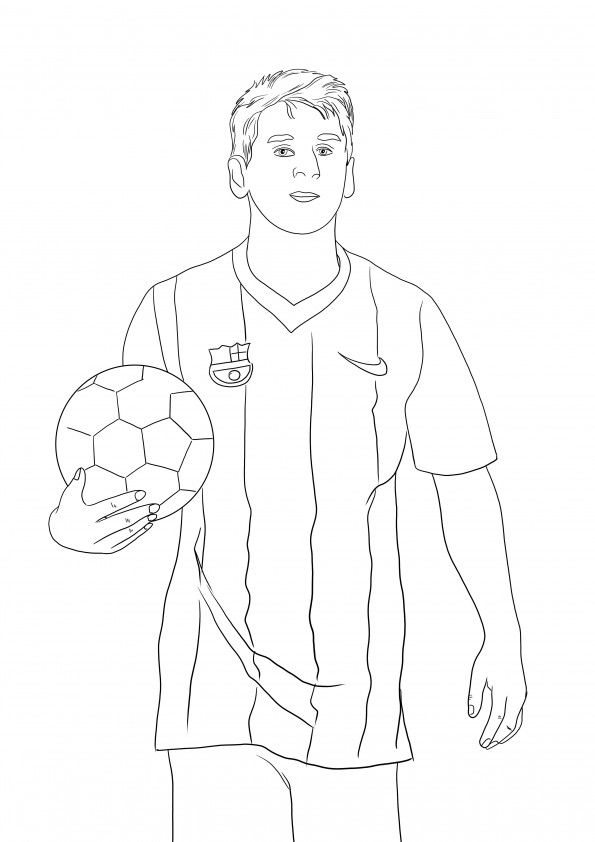 Yazdırmak ve renklendirirken eğlenmek için ücretsiz Lionel Messi boyama resmi