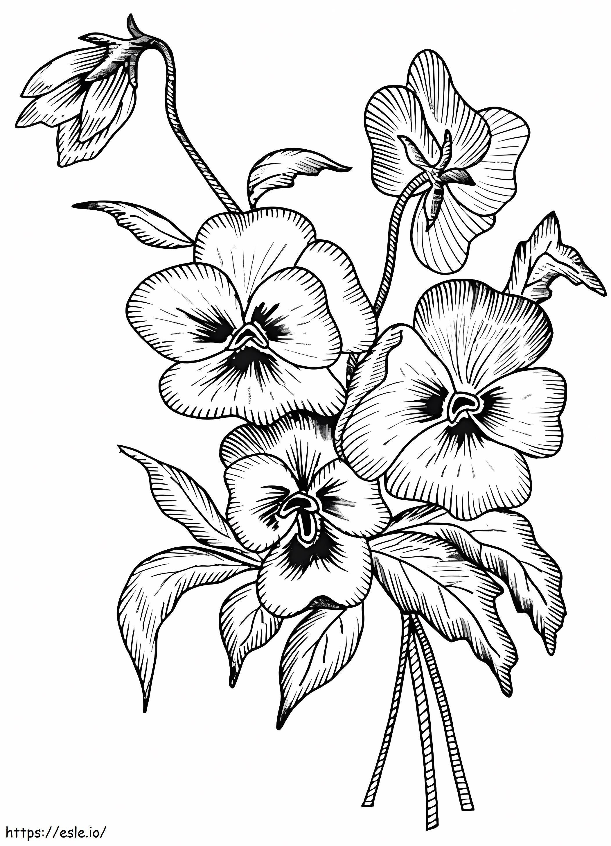 Pansy Bouquet coloring page