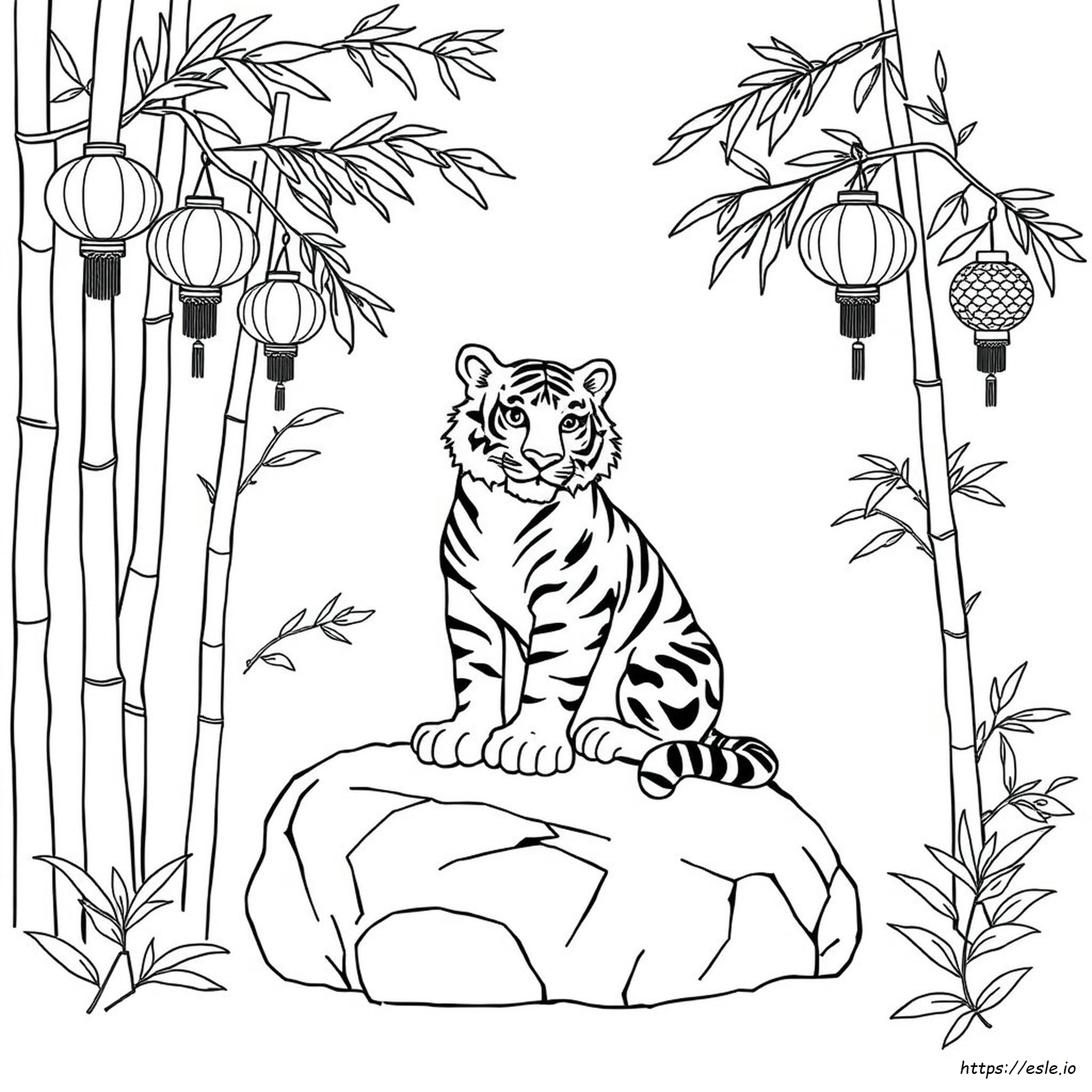 Chinese Tiger Coloring Page