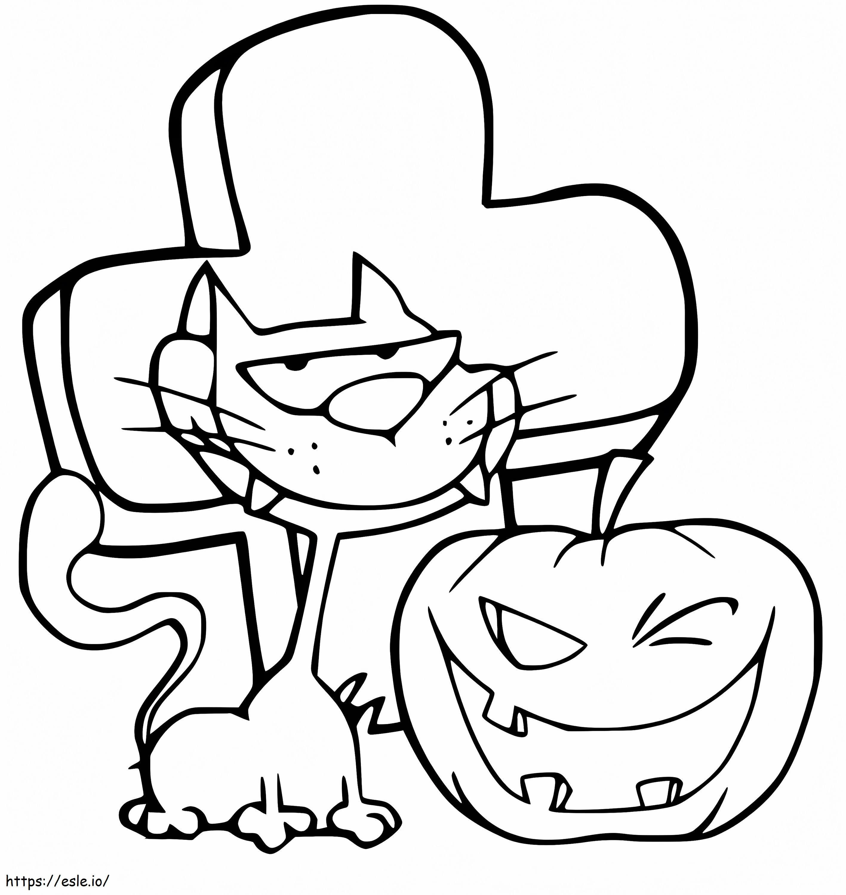 Coloriage Chat d'Halloween drôle à imprimer dessin