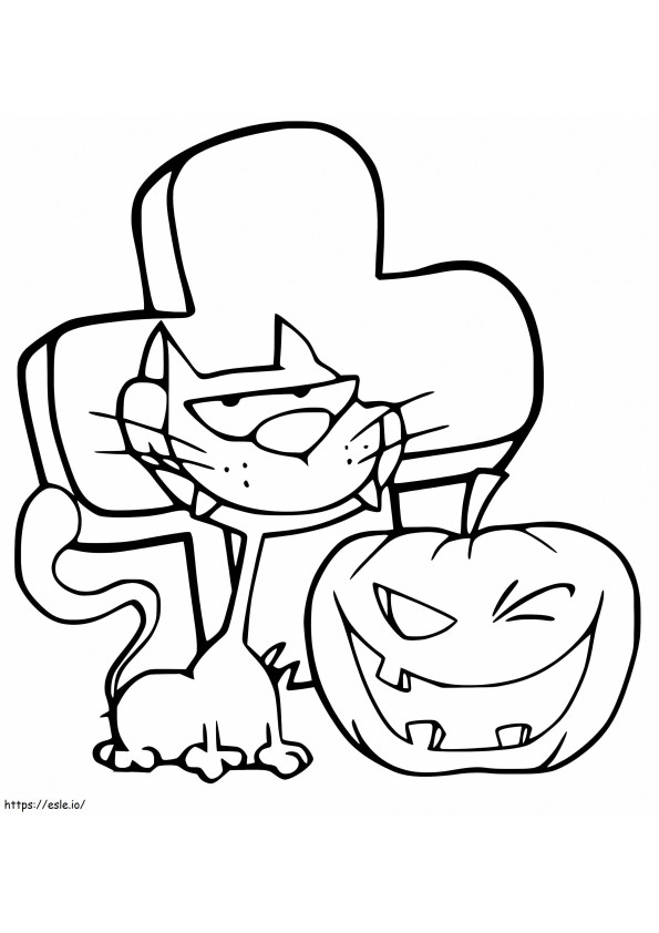 Coloriage Chat d'Halloween drôle à imprimer dessin