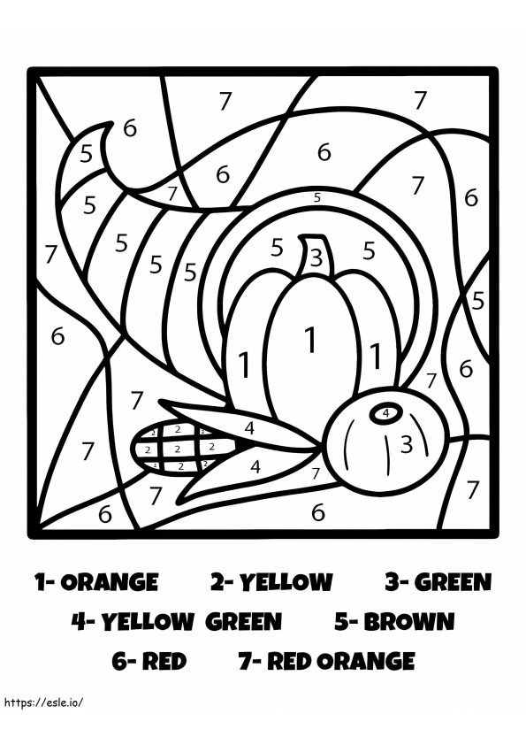 Thanksgiving Cornucopia Color By Number coloring page