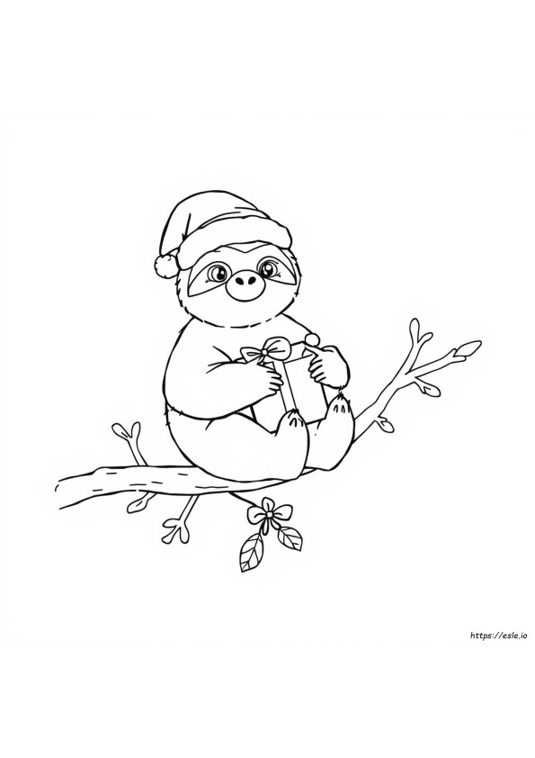 Kerst Luiaard Kleurplaat