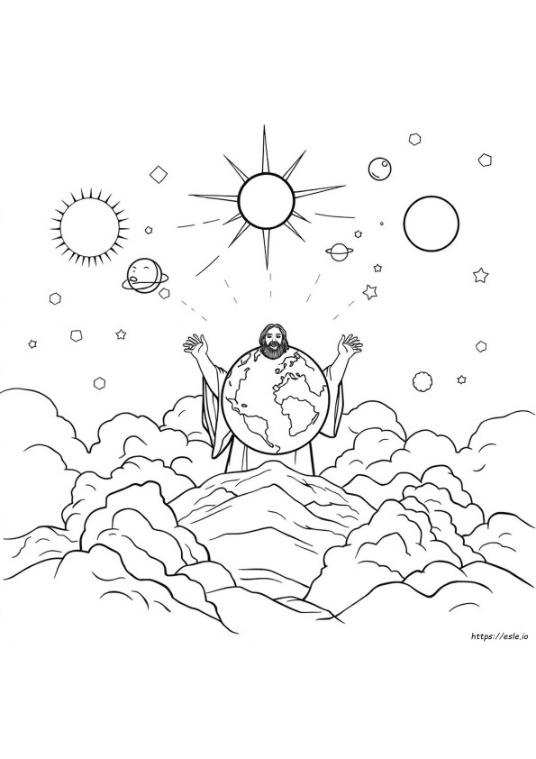God Created The Heavens And The Earth Coloring Page