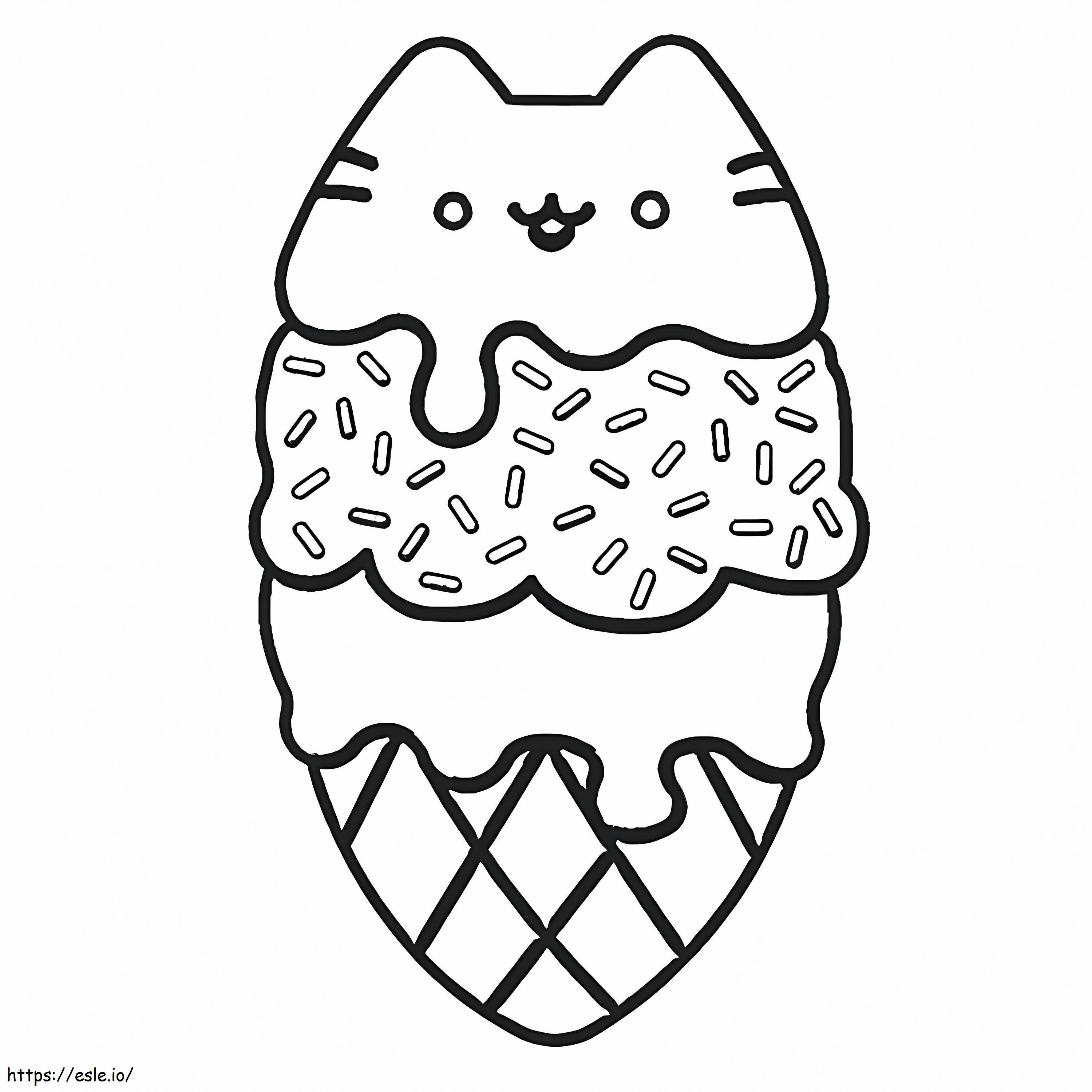 Pusheen Ice Cream coloring page