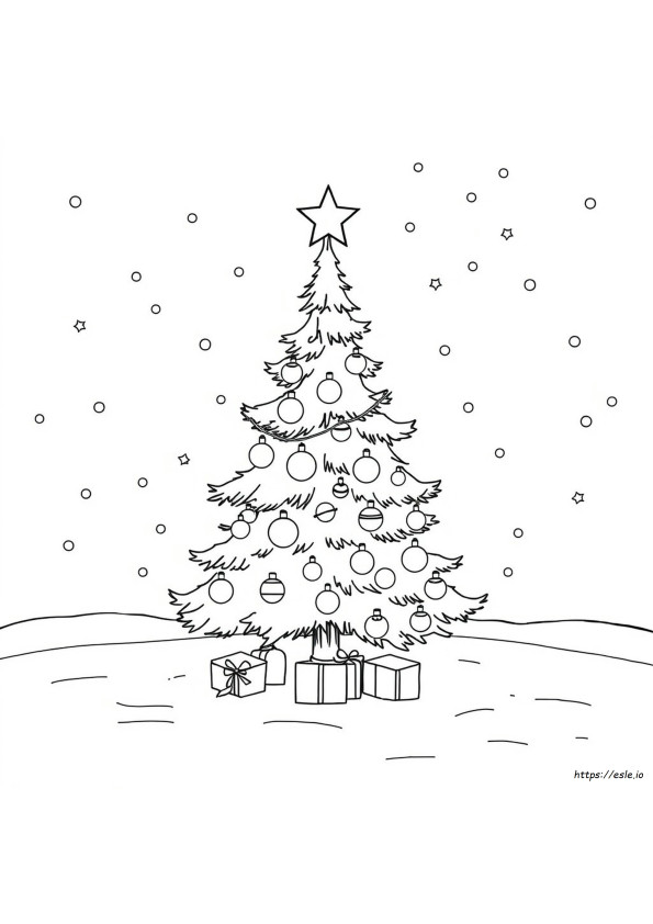 Gambar Mewarnai Pohon Natal Yang Dapat Dicetak Gratis