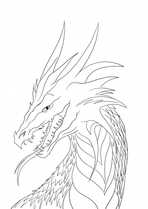 Simple coloring of a Dragon Head free to download or print sheet