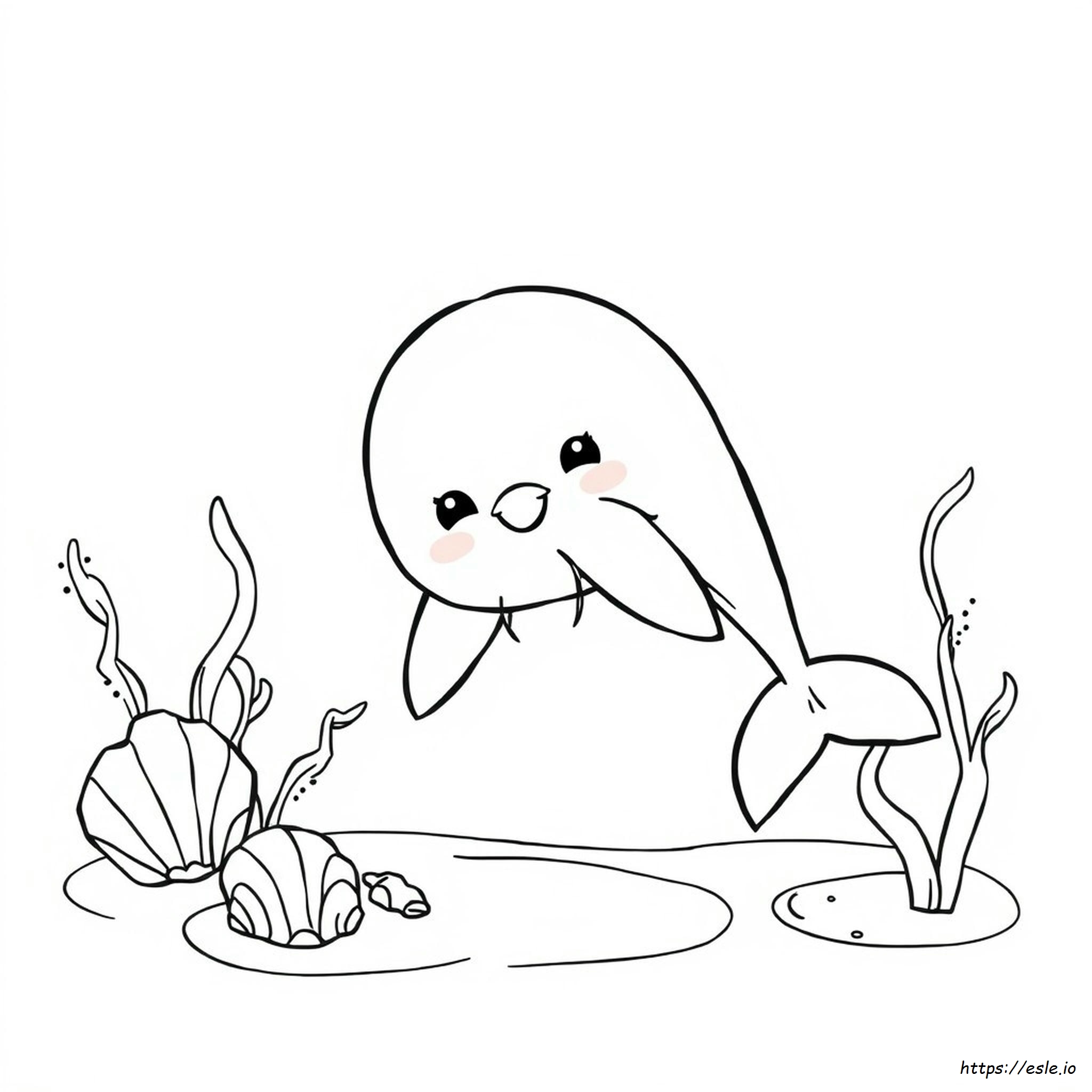 Kawaii Cute Dolphin Coloring Pages