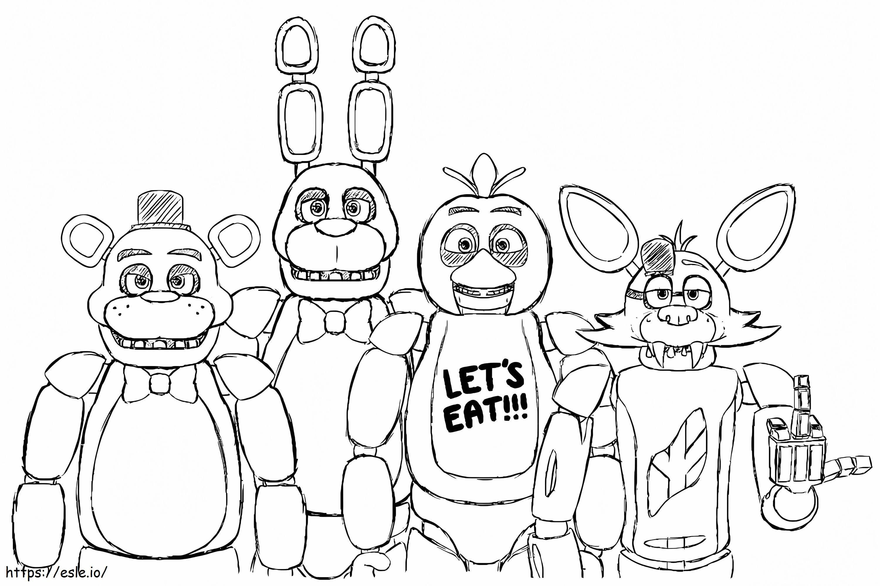Characters FNAF coloring page