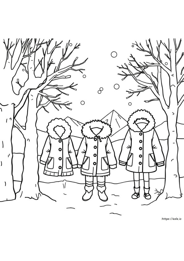 Winter Clothes Colouring