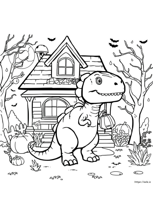 Cadılar Bayramı Dinozor Boyama Sayfaları