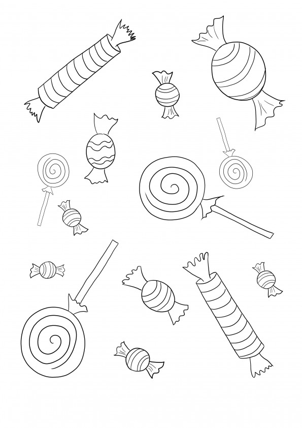 Candies and sweets coloring image free to print or download and color