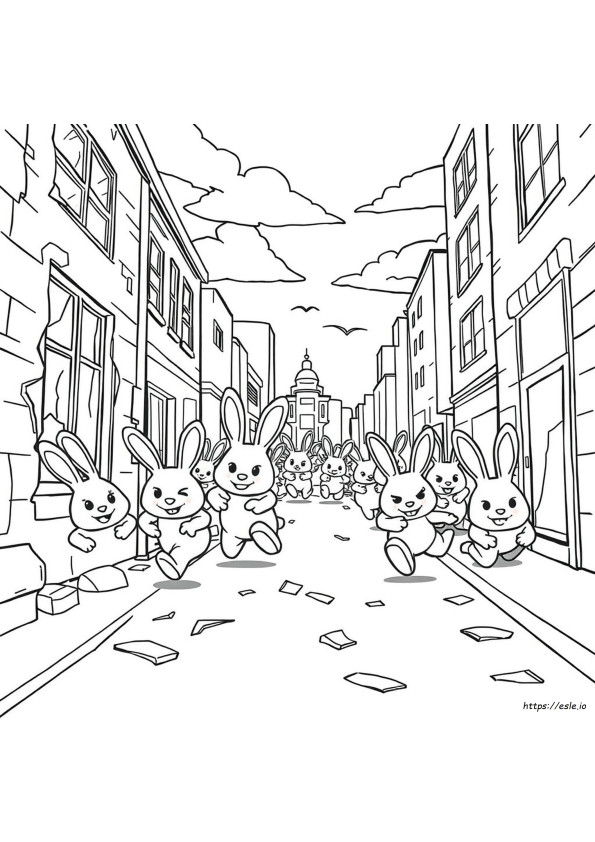 Coloriage Les Lapins Cr tins Invasion
