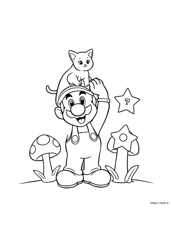 Pagina De Colorat Pisica Mario