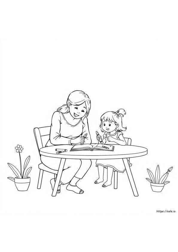 Anne Ve Kızı Boyama Sayfaları