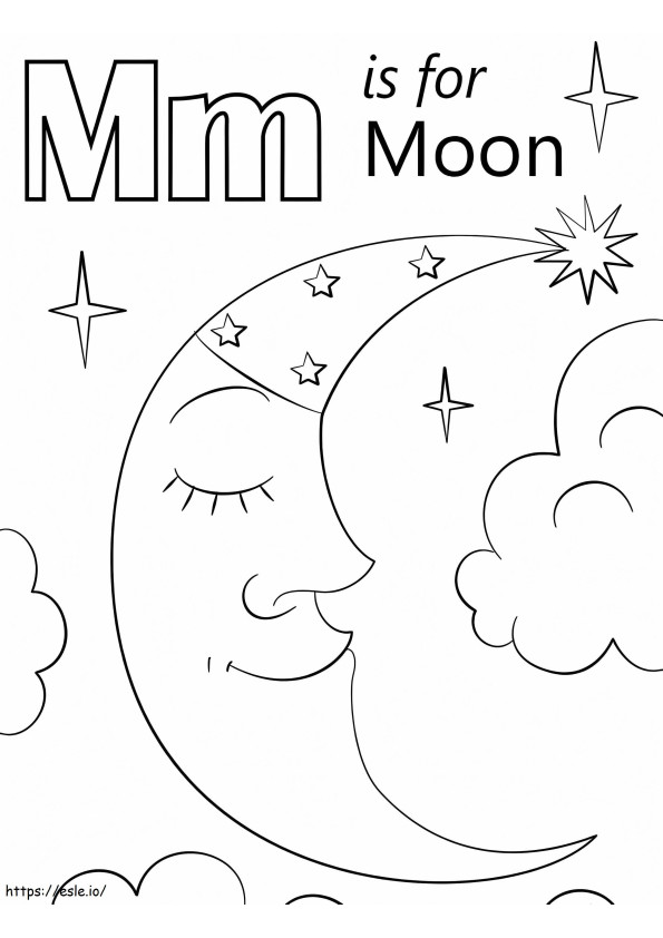 Coloriage Lettre Lune M à imprimer dessin