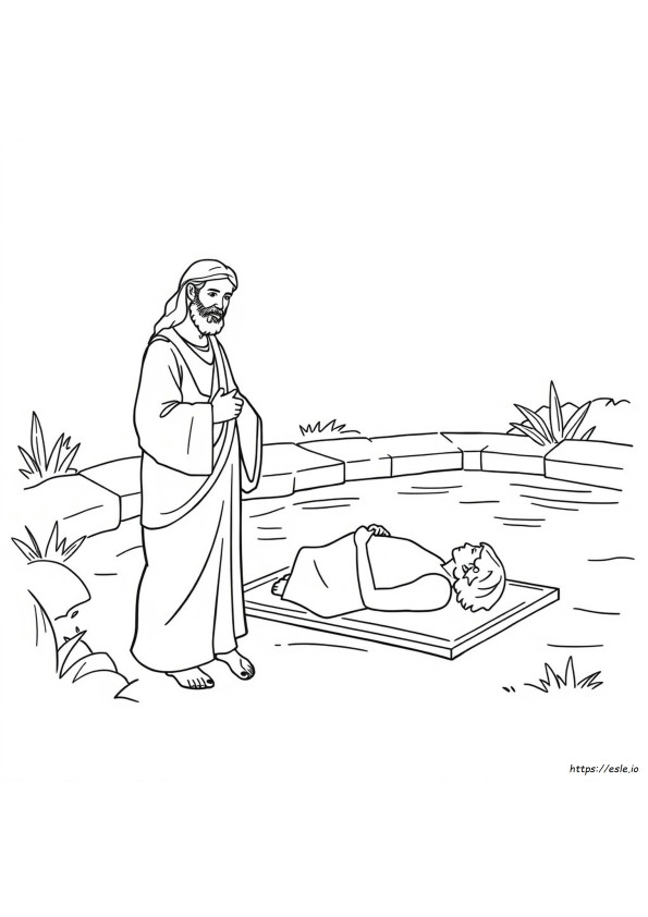 Jesus Heals Paralytic Coloring Page