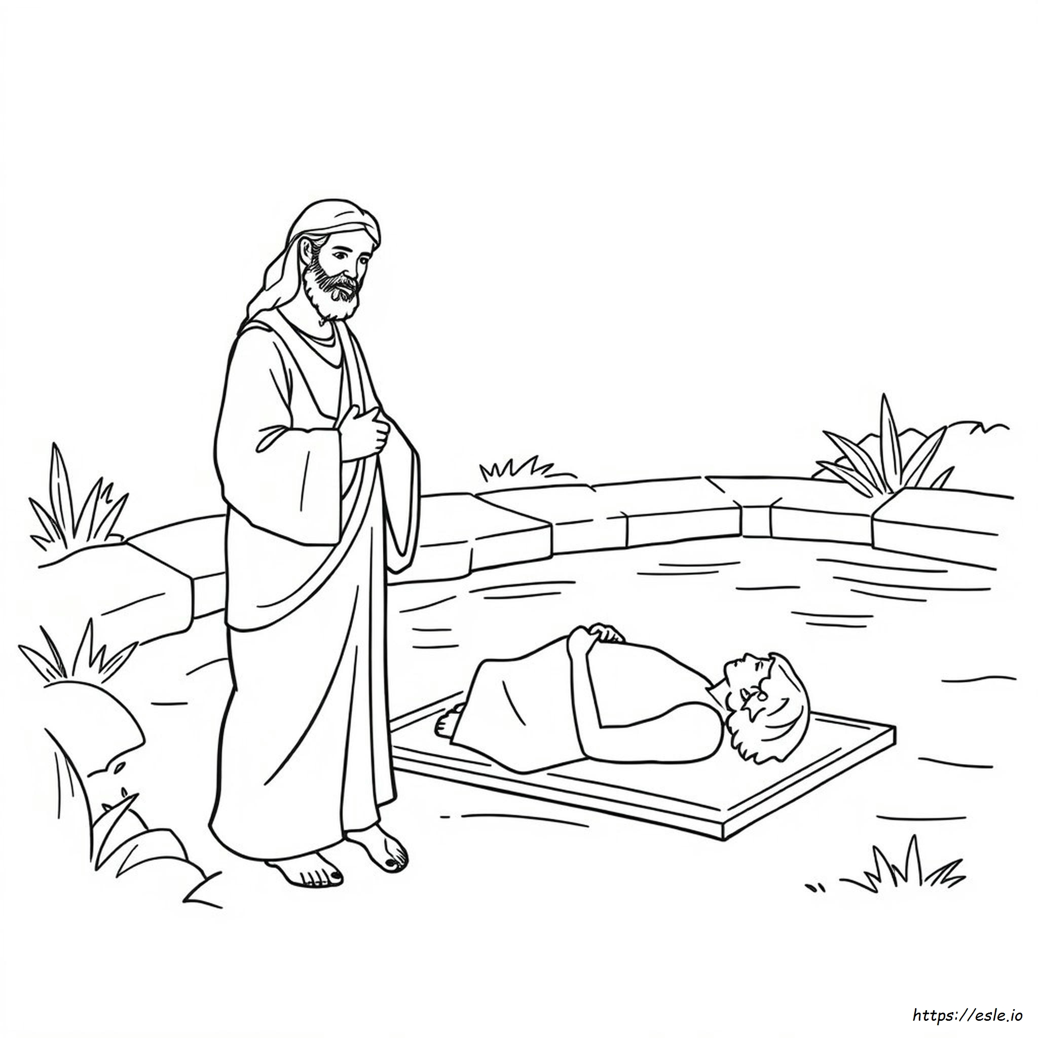 Yesus Menyembuhkan Orang Lumpuh Gambar Mewarnai