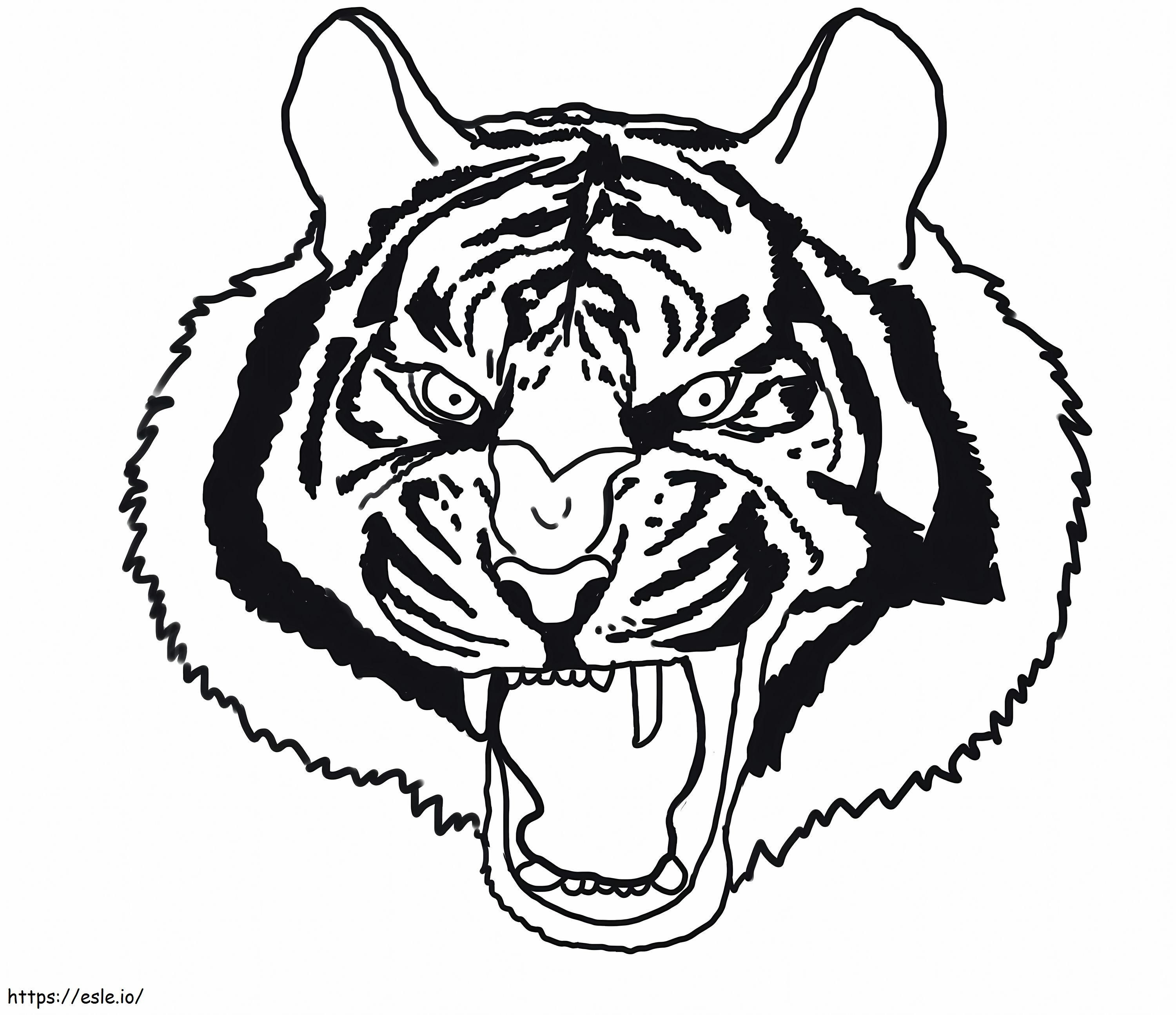 Cap de tigru înfricoșător de colorat