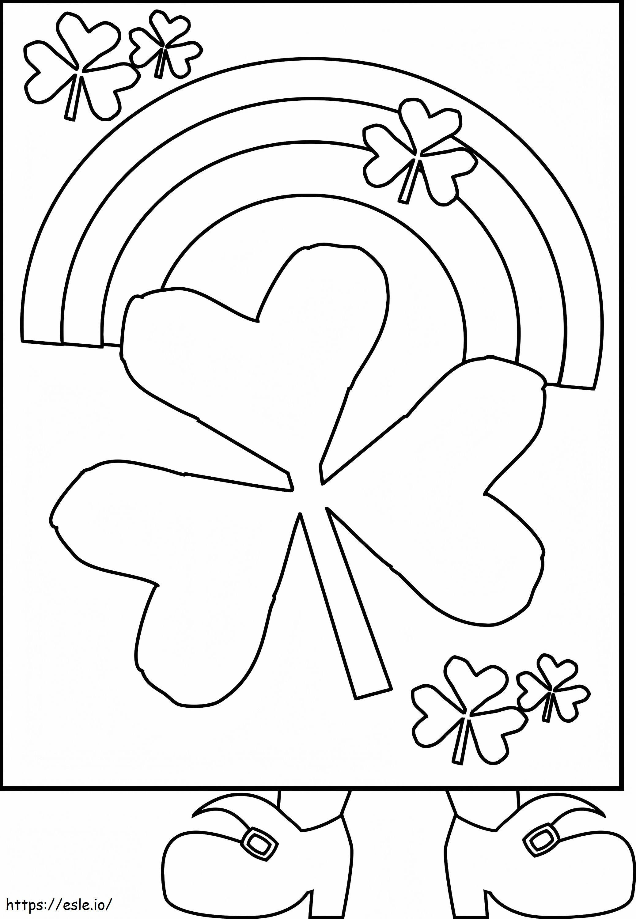 Shamrock And Rainbow coloring page