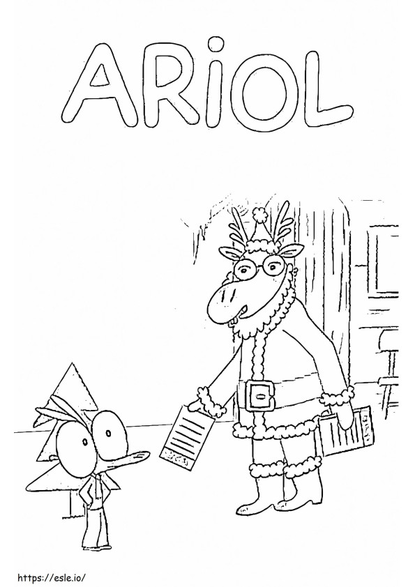 Coloriage Ariol et le Père Noël 674X1024 à imprimer dessin
