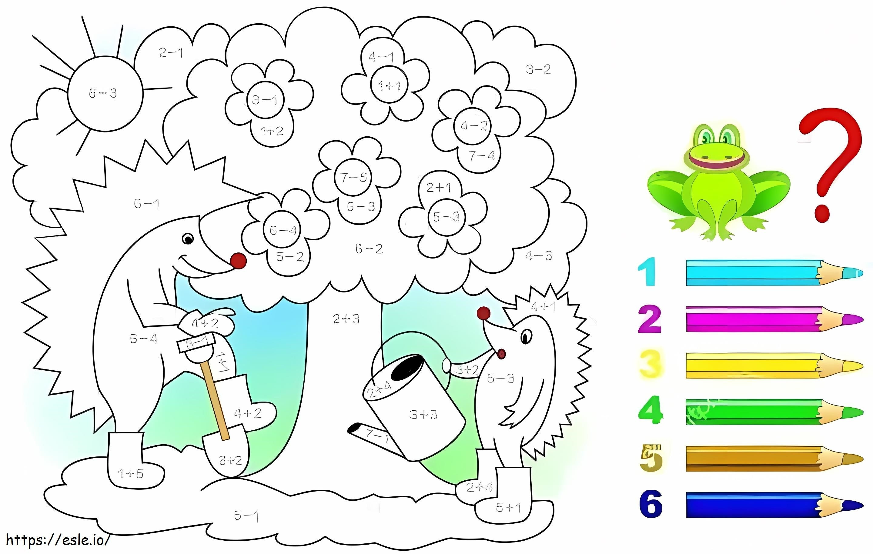 Coloriage Mathématiques des hérissons à imprimer dessin