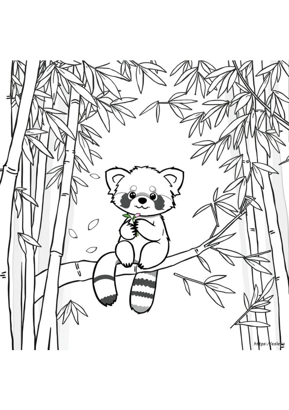かわいいレッサーパンダの塗り絵 無料