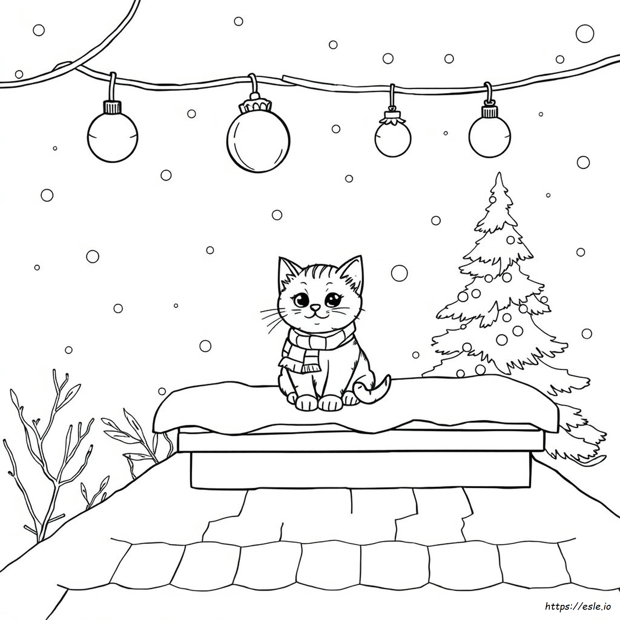 Christmas Kitty Coloring Sheet