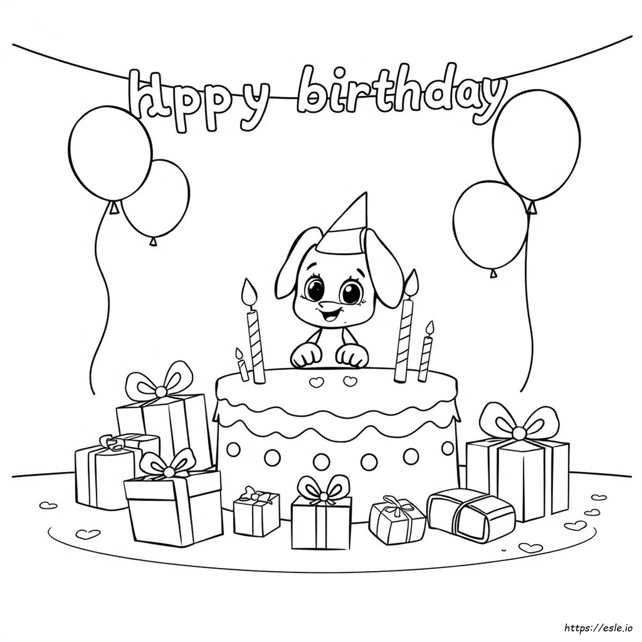 印刷可能なハッピーバースデーブルーイぬりえ無料：誕生日パーティー用塗り絵！