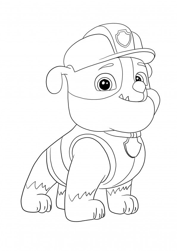 Easy to color Rubble from Paw Patrol cartoon and free to print or download