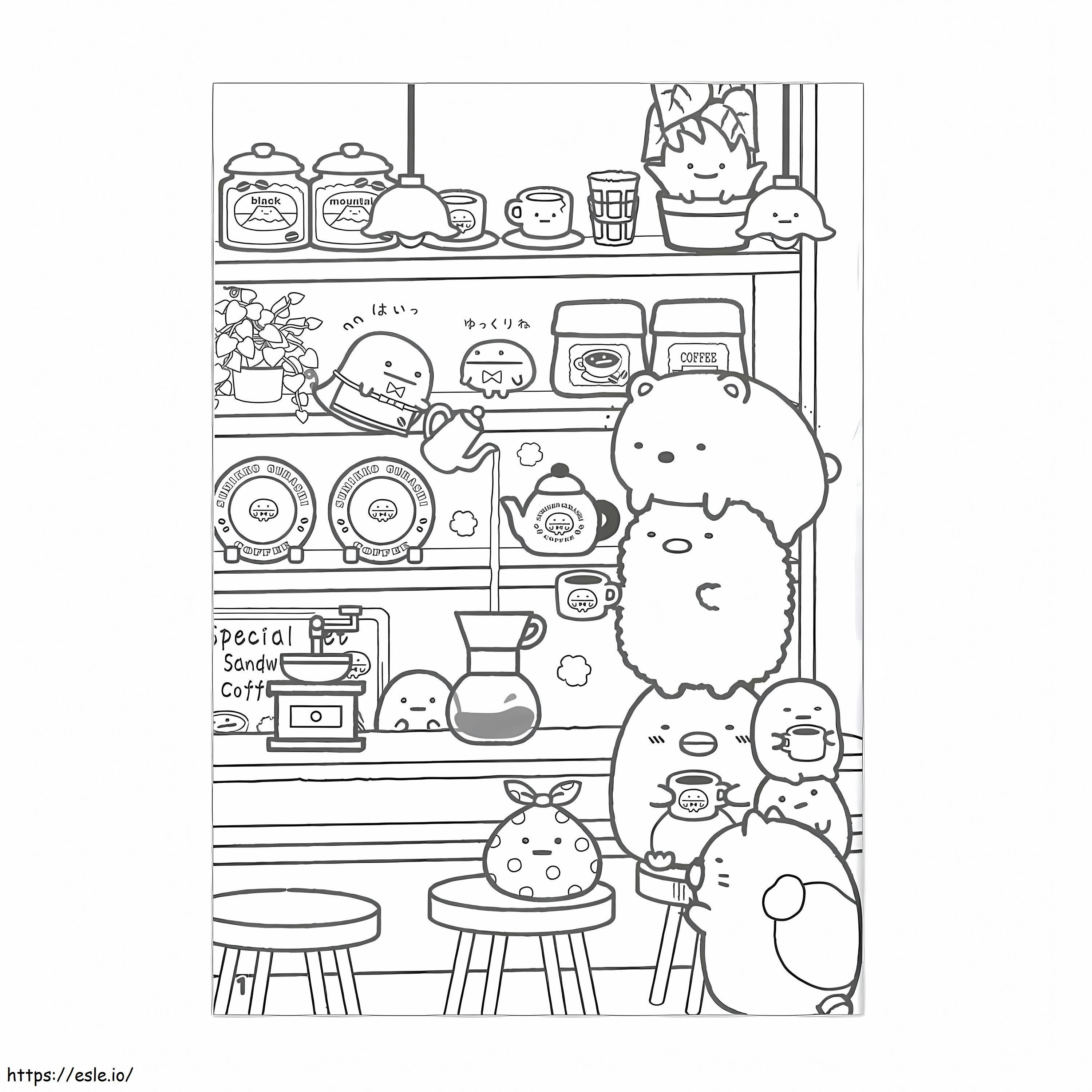 Café Sumikko Gurashi para colorir