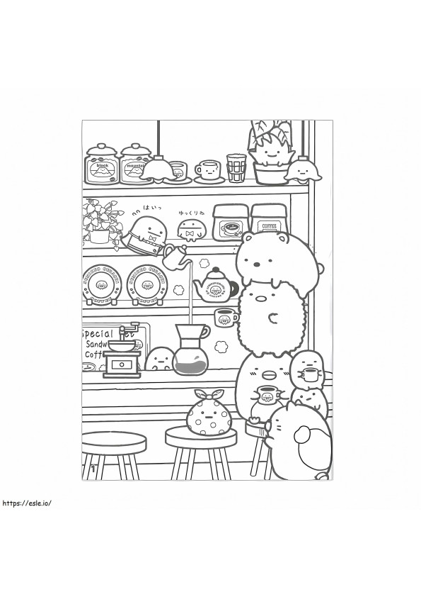 Cafe Sumikko Gurashi coloring page
