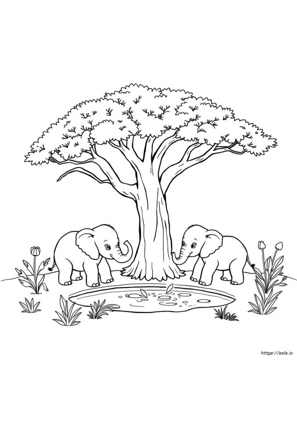 Tiernos Elefantes Para Colorear