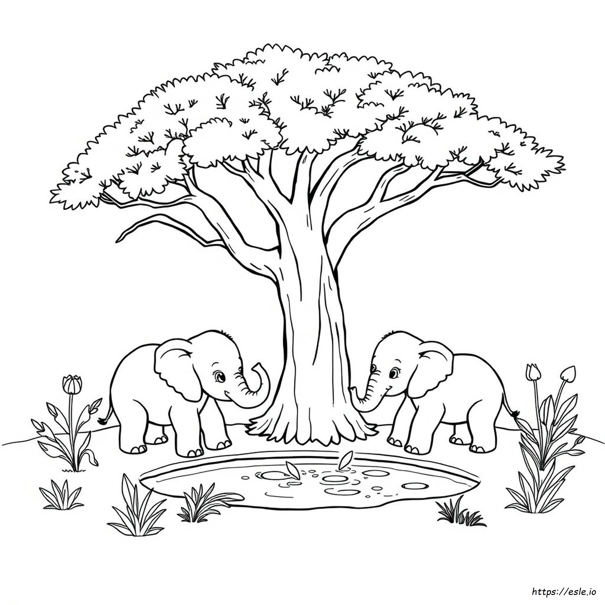 Cute Elephant Colouring Pages