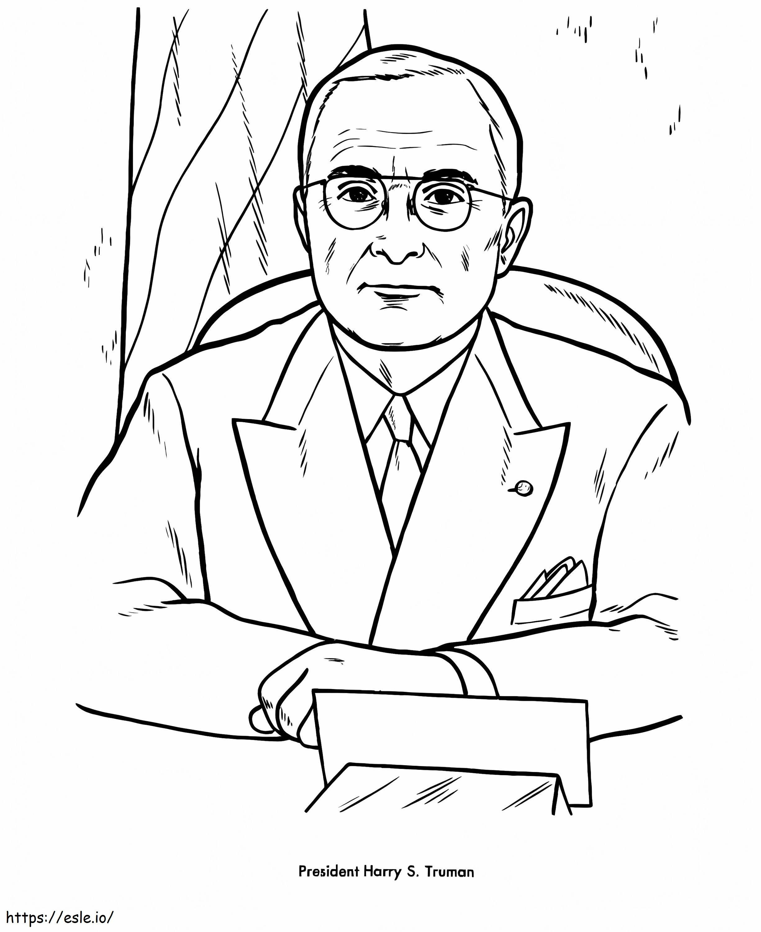 Prezydent Harry S. Truman kolorowanka