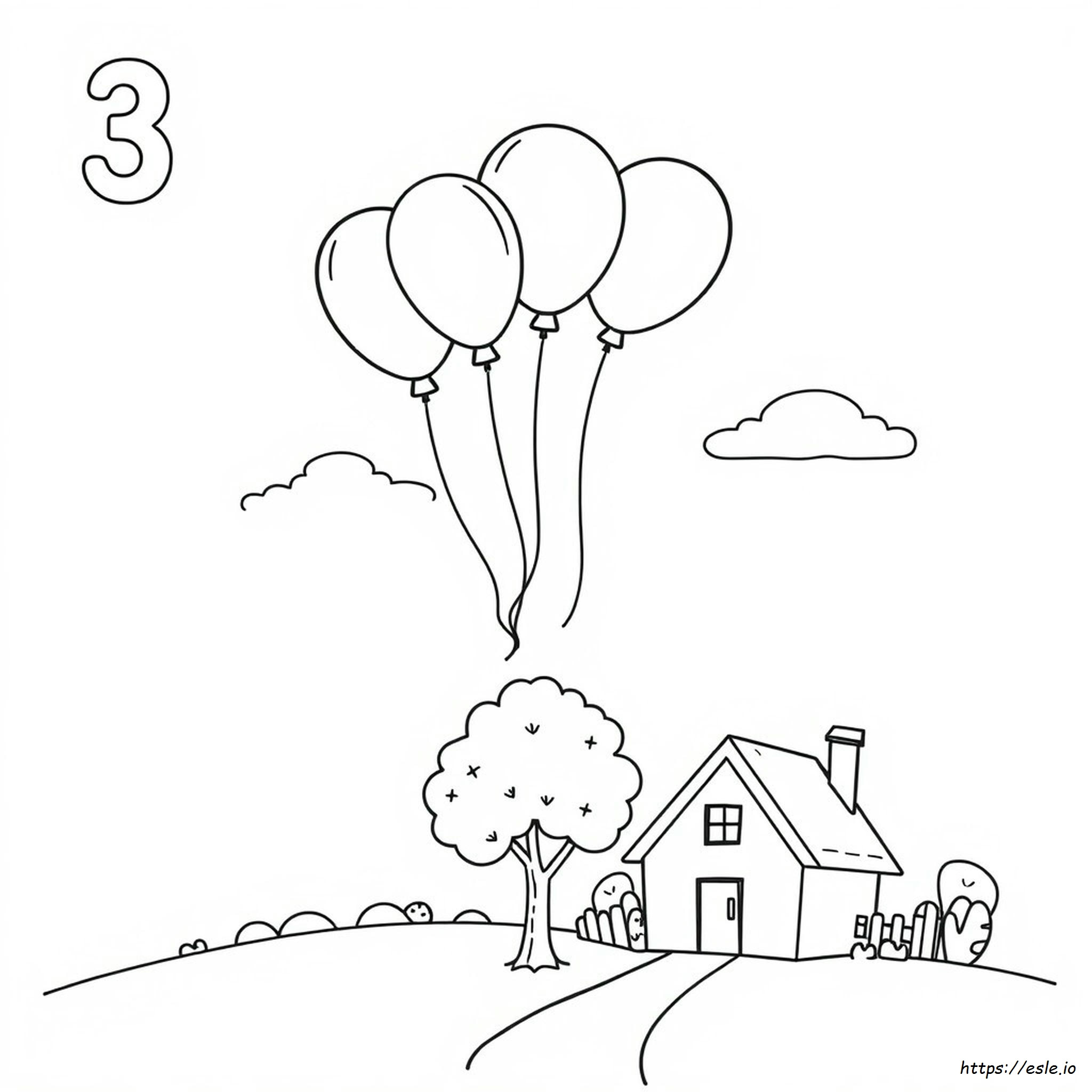 Nummer 3 Ausmalbilder