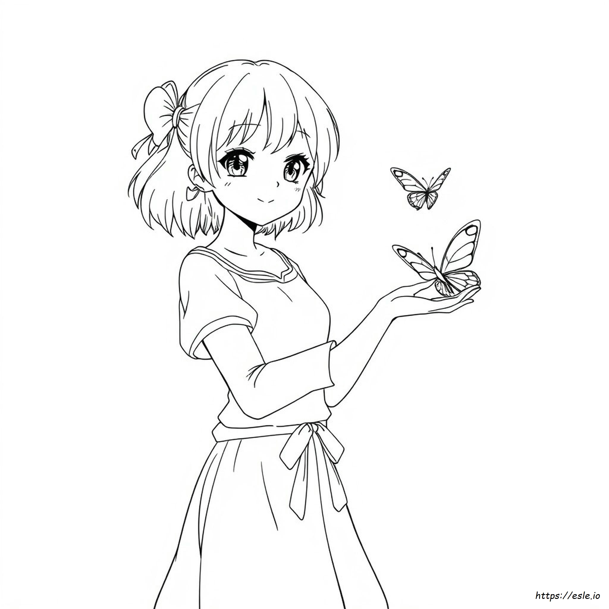 Anime Butterfly Girl Coloring Pages