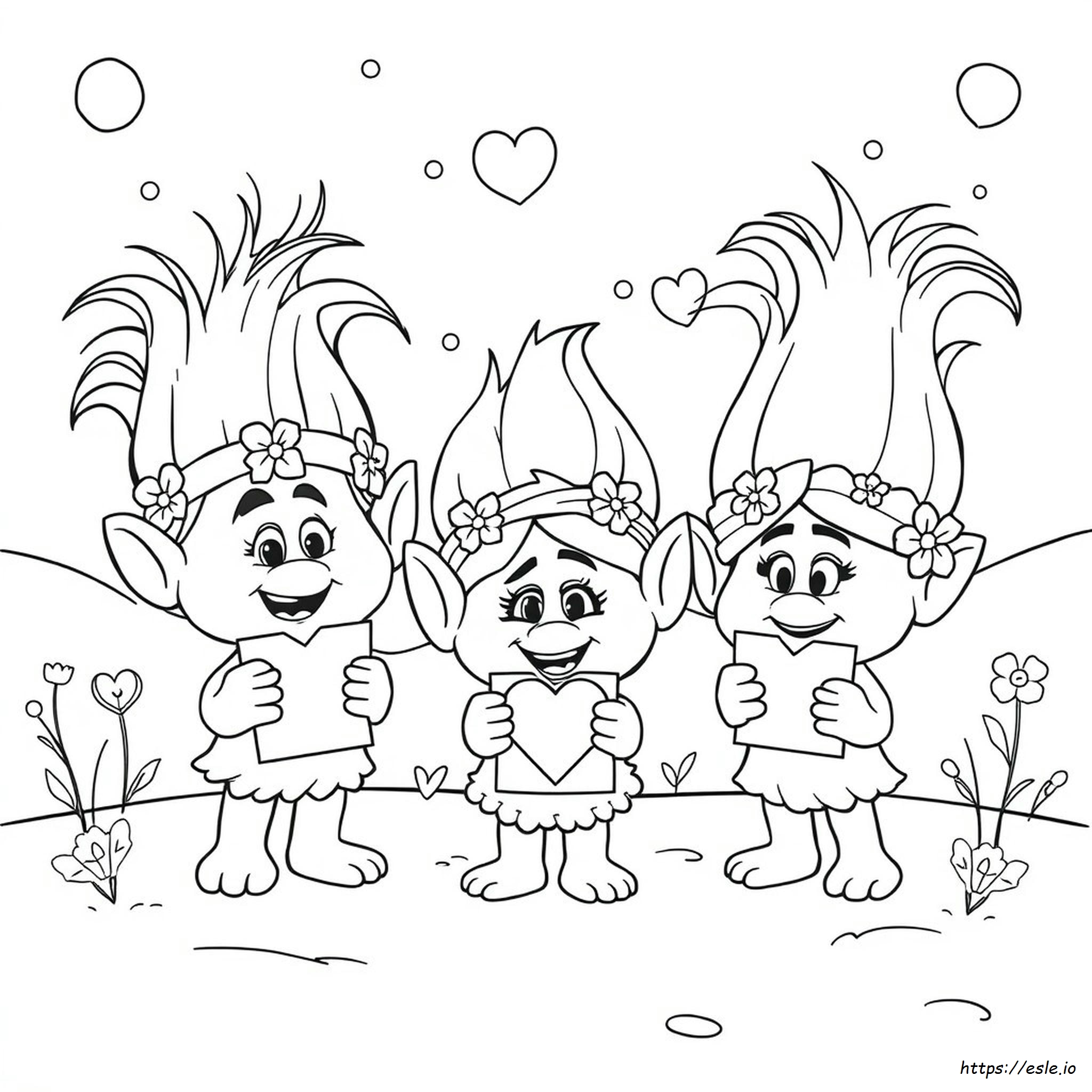 Trolls Valentinstag Ausmalbilder