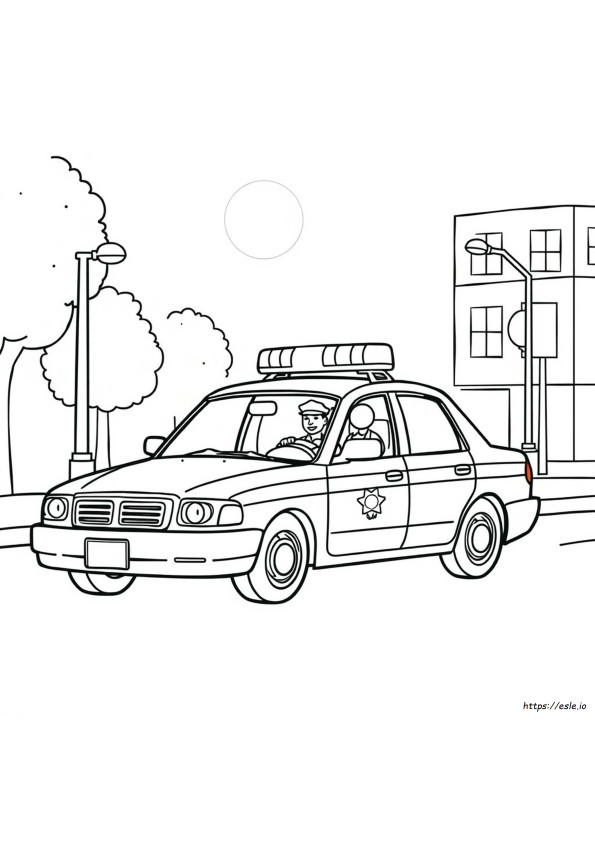 Poliisiauto Värityskuvat Tulostettava