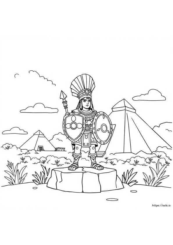 Coloriage Guerrier Aztèque