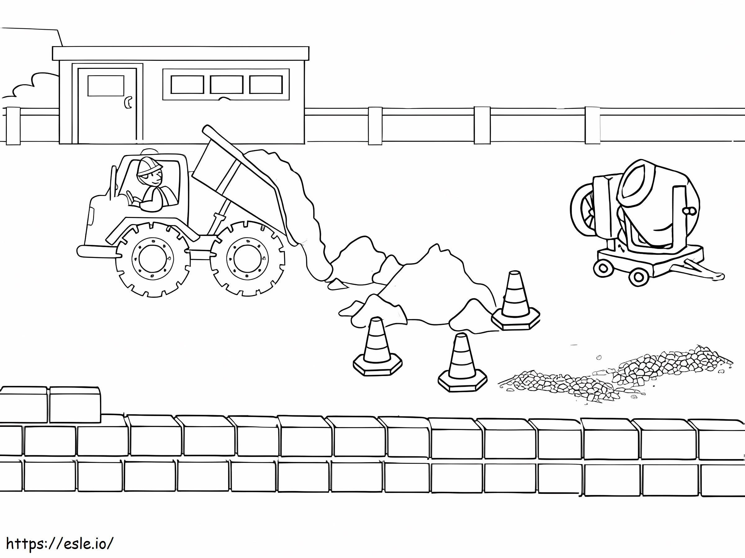 Construction Truck Pouring Earth On The Road coloring page